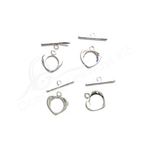 (CLOSE OUT) BEADS - METAL TOGGLE CLASP HEART (PK 4 PAIRS) 1.5 CM W X 1 MM T
