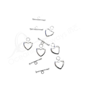 (CLOSE OUT) BEADS - METAL TOGGLE CLASP HEART (PK 5 PAIRS) 11 MM W X 1 MM T