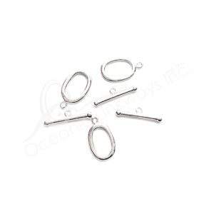 (CLOSE OUT) BEADS - METAL TOGGLE CLASP OVAL (PK 3 PAIRS) 2 CM L X 2 MM T
