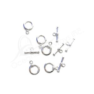 (CLOSE OUT) BEADS - METAL TOGGLE CLASP (PK 5 PAIRS) 11 MM D X 1 MM T