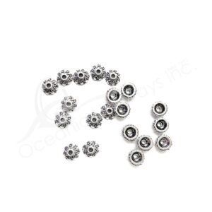 (CLOSE OUT) BEADS - METAL CAP EMBOSSED (PK 20) 8MM D