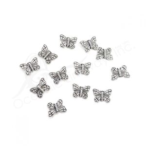 (CLOSE OUT) BEADS - METAL BUTTERFLY (PK 12) 13 MM W X 3 MM T