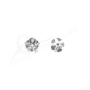 (CLOSE OUT) BEADS - METAL CAP WITH FLOWERS DOTS (PK 20) 8 MM W
