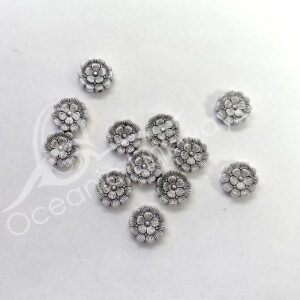 (CLOSE OUT) BEADS - METAL FLOWER  (PK 12) 1 CM W X 3 MM T