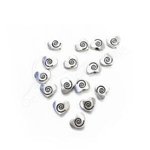 (CLOSE OUT) BEADS - METAL HEART WITH SPIRAL (PK 16) 11 MM W X 3 MM T