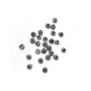 (CLOSE OUT) BEADS - METAL ROUNDED FLOWER 5 MM W