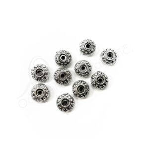 (CLOSE OUT) BEADS - METAL WITH MINI HEARTS 17 MM D X 7 MM T