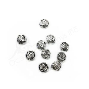 (CLOSE OUT) BEADS - METAL ROSE 16 MM W, 6 MM T
