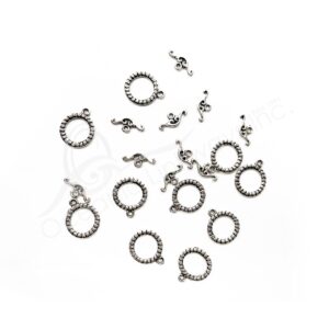(CLOSE OUT) BEADS - METAL TOGGLE CLASP VICTORIAN (PK 10 PAIRS) 17 MM D X 1 MM T