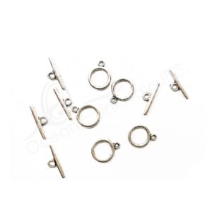 (CLOSE OUT) BEADS - METAL TOGGLE CLASP (PK 10 PAIRS) 12 MM D  X 1 MM T