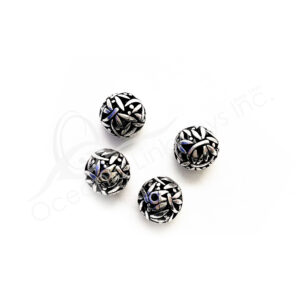 (CLOSE OUT) BEADS - METAL DRAGONFLY BALL (PK 4) 14 MM D