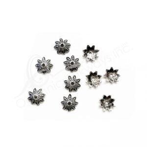 (CLOSE OUT) BEADS - METAL CAP FLOWER (PK 10) 13 MM W