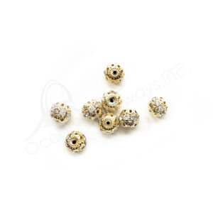 (CLOSE OUT) BEADS - METAL, GOLD SPARKLING BALL (PK 8) 9MM D