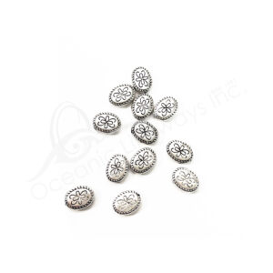 (CLOSE OUT) BEADS - METAL OVAL FLAT WITH BUTTERFLY (PK 12) 11 MM L X 3 MM T