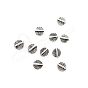 (CLOSE OUT) BEADS - METAL FLAT ROUND WITH TUBE (PK 10)1.5 CM D X 3 MM T