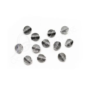 (CLOSE OUT) BEADS - METAL FLAT ROUND SPIRAL (PK 12) 1 CM D X 3 MM T