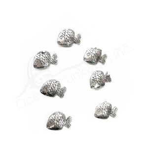 (CLOSE OUT) BEADS - METAL FISH (PK 7) 22 MM L X 3 MM T