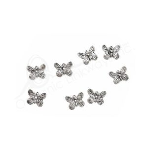 (CLOSE OUT) BEADS - METAL BUTTERFLY (PK 8) 17 MM W X 1 MM T