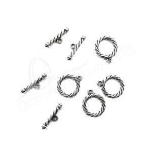 (CLOSE OUT) BEADS - METAL TOGGLE CLASP TWISTED (PK 4 PAIRS) 2 CM D X 3 MM T