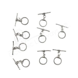 (CLOSE OUT) BEADS - METAL TOGGLE CLASP TWISTED (PK 50 PAIRS) 1.5 CM D X 1 MM T