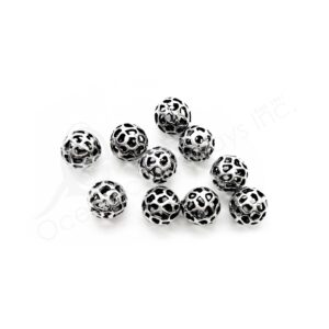 (CLOSE OUT) BEADS - METAL BALL WITH FREE SHAPE HOLES (PK 20) 1 CM D