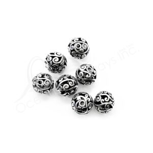 (CLOSE OUT) BEADS - METAL BALL WITH SPIRALS HOLES (PK 20) 13 MM D