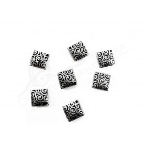 (CLOSE OUT) BEADS - METAL SQUARE WITH SPIRALS (PK 20) 14 MM W X 7 MM T