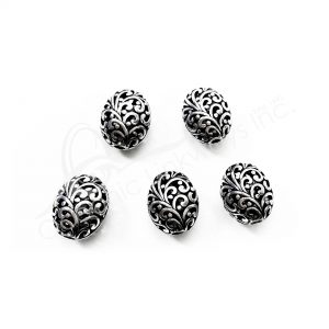 (CLOSE OUT) BEADS - METAL OVAL WITH SPIRALS (PK 10) 2 CM L X 12 MM T