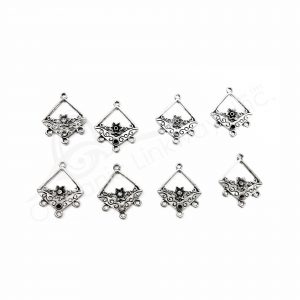 (CLOSE OUT) BEADS - METAL SETTING WITH 3 LOOPS AT BOTTOM (PK 50) 2.5 CM W X 1 MM T