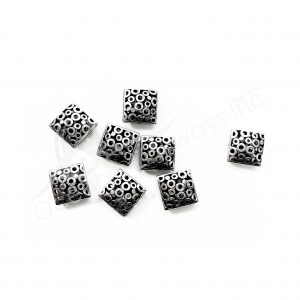 (CLOSE OUT) BEADS - METAL SQUARE WITH DOTS (PK 20) 14 MM W X 6 MM T