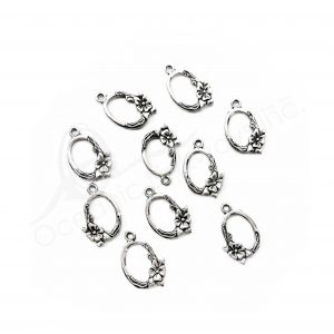 (CLOSE OUT) BEADS - METAL PENDANT WITH FLOWER (PK 50 PAIRS) 2 CM L X 1 MM T