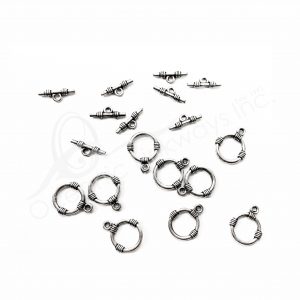 (CLOSE OUT) BEADS - METAL TOGGLE CLASP  (PK 50 PAIRS)1.5 CM D X 1 MM T