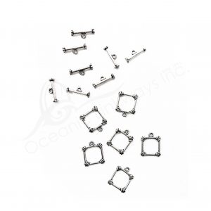 (CLOSE OUT) BEADS - METAL TOGGLE CLASP SQUARE (PK 50 PAIRS) 2 CM W X 1 MM T
