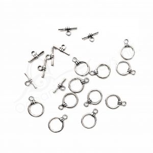 (CLOSE OUT) BEADS - METAL TOGGLE CLASP (PK 50 PAIRS) 1.5 CM D X 2 MM T