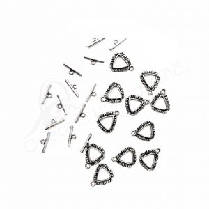 (CLOSE OUT) BEADS - METAL TOGGLE CLASP TRIANGLE (PK 100 PAIRS) 1.5 CM W X 1 MM T