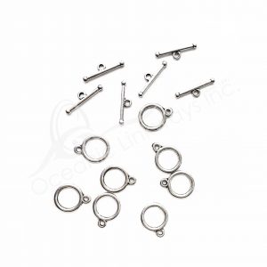 (CLOSE OUT) BEADS - METAL TOGGLE CLASP (PK 50 PAIRS) 1.5 CM D X 2 MM T