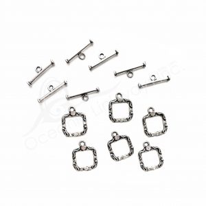 (CLOSE OUT) BEADS - METAL TOGGLE CLASP SQUARE (PK 50 PAIRS) 1.5 CM W X 1 MM T