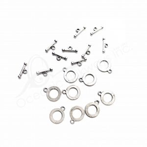 (CLOSE OUT) BEADS - METAL TOGGLE CLASP WIDE  (PK 50 PAIRS) 13 MM D X 1 MM T