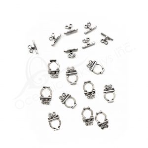 (CLOSE OUT) BEADS - METAL TOGGLE CLASP FOR DOUBLE ROW (PK 50 PAIRS) 1.5 CM L X 1 MM T