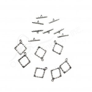 (CLOSE OUT) BEADS - METAL TOGGLE CLASP DIAMOND SHAPE (PK 50 PAIRS) 2 CM W X 2 MM T
