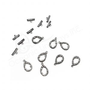 (CLOSE OUT) BEADS - METAL TOGGLE CLASP TEARDROP SHAPE (PK 50 PAIRS) 2 CM L X 3 MM T