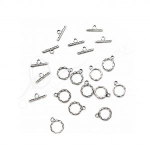 (CLOSE OUT) BEADS - METAL TOGGLE CLASP FLOWER (PK 100 PAIRS) 1 CM D X 1 MM T