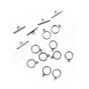 (CLOSE OUT) BEADS - METAL TOGGLE CLASP  (PK 100 PAIRS) 12 MM D X 2 MM T