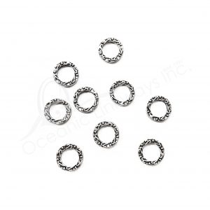 (CLOSE OUT) BEADS - METAL RING WITH EMBOSSED DESIGN (PK 100) 1.5 CM D X 2 MM T