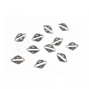 (CLOSE OUT) BEADS - METAL DIAMOND SHAPE WITH CUT (PK 100) 19 MM L X 1 MM T