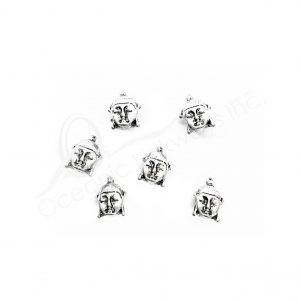 (CLOSE OUT) BEADS - METAL BUDDHA HEAD CHARM (PK 50) 1.5 CM L X 8 MM T