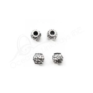 (CLOSE OUT) BEADS - METAL BALL WITH EMBOSSED DESIGN (PK 50) 1 CM L X 11 MM D