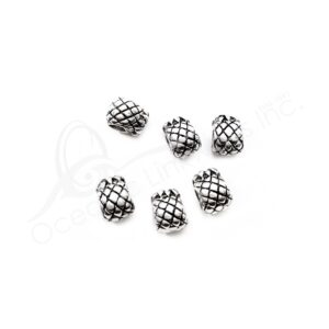 (CLOSE OUT) BEADS - METAL PINEAPPLE (PK 50) 1 CM L X 7 MM D