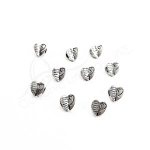 (CLOSE OUT) BEADS - METAL HEART (PK 50) 1 CM W X 7 MM T