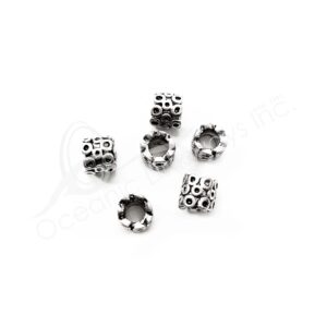 (CLOSE OUT) BEADS - METAL TUBE WITH DOTS (PK 50) 7 MM L X 7 MM D